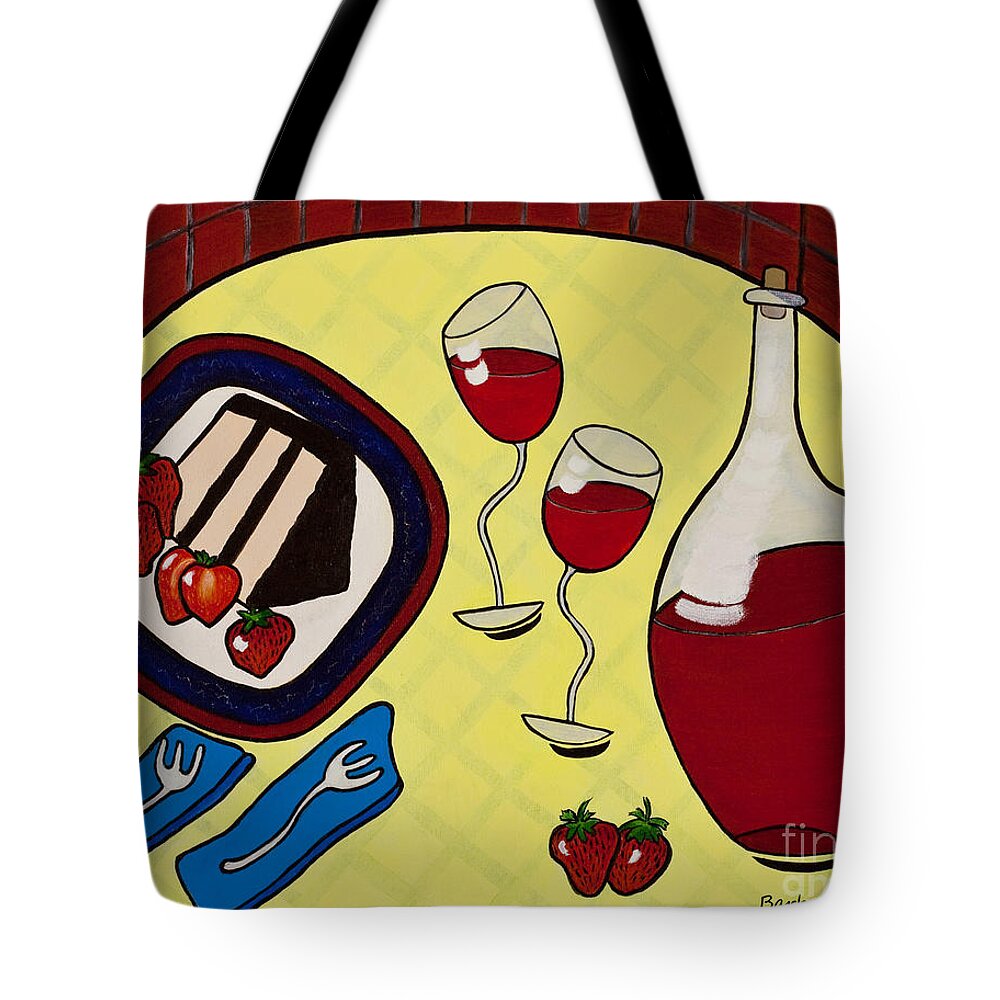Strawberry Wine Tote Bag featuring the painting Strawberry Wine by Barbara McMahon