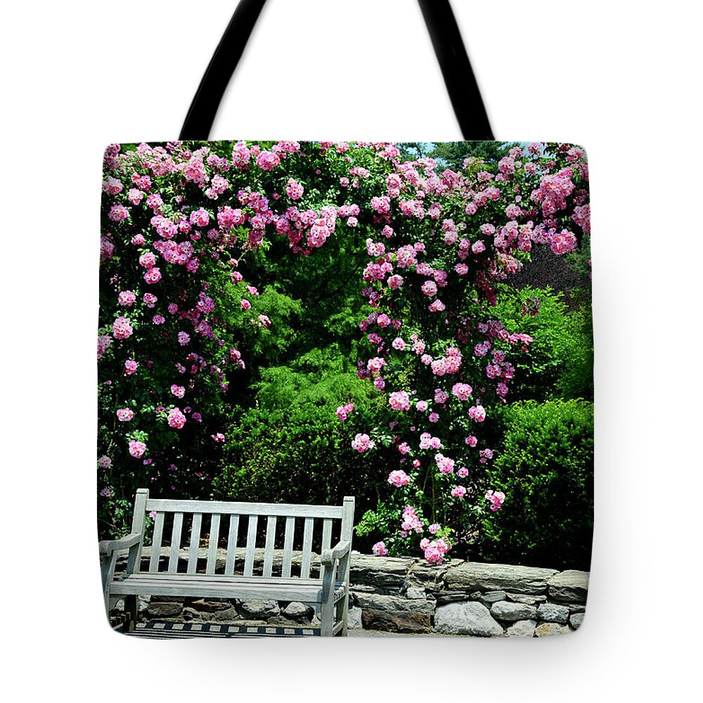 Pink Rose Garden Tote Bag featuring the photograph Pink Rose Garden by Crystal Wightman