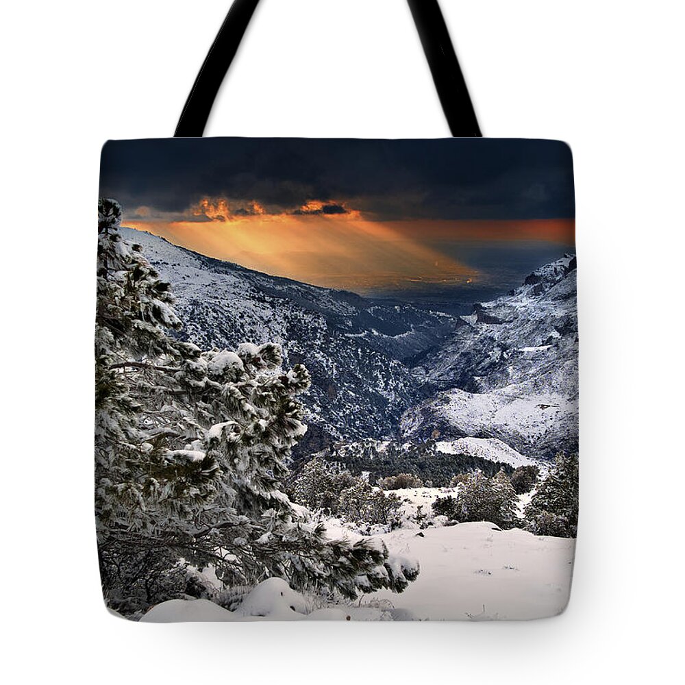 Sun Tote Bag featuring the photograph Sun rays #2 by Guido Montanes Castillo