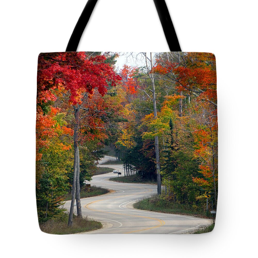 North Port Tote Bag featuring the photograph Swervy Road at North Port #1 by David T Wilkinson