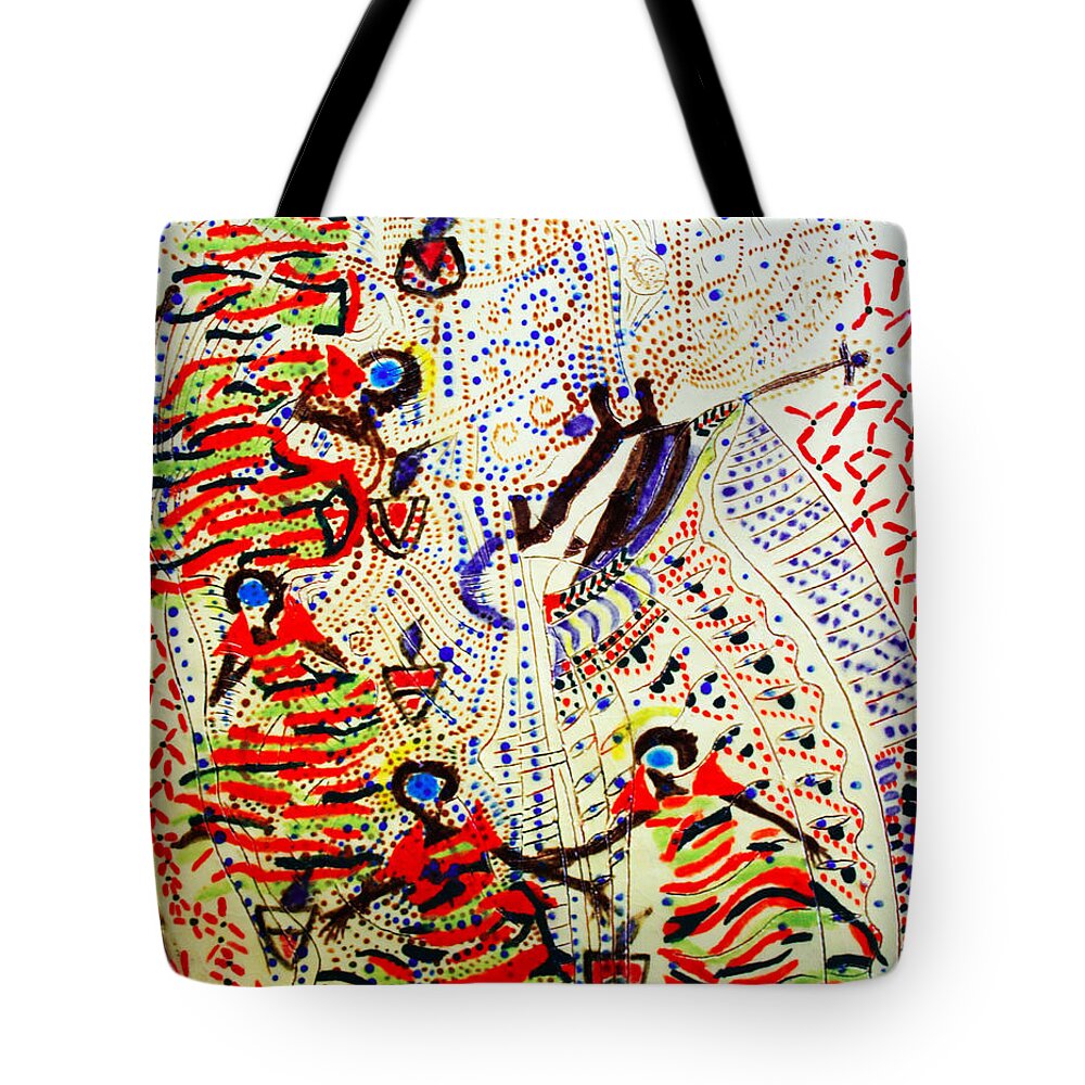 Jesus Tote Bag featuring the painting The Five Wise Virgins #2 by Gloria Ssali