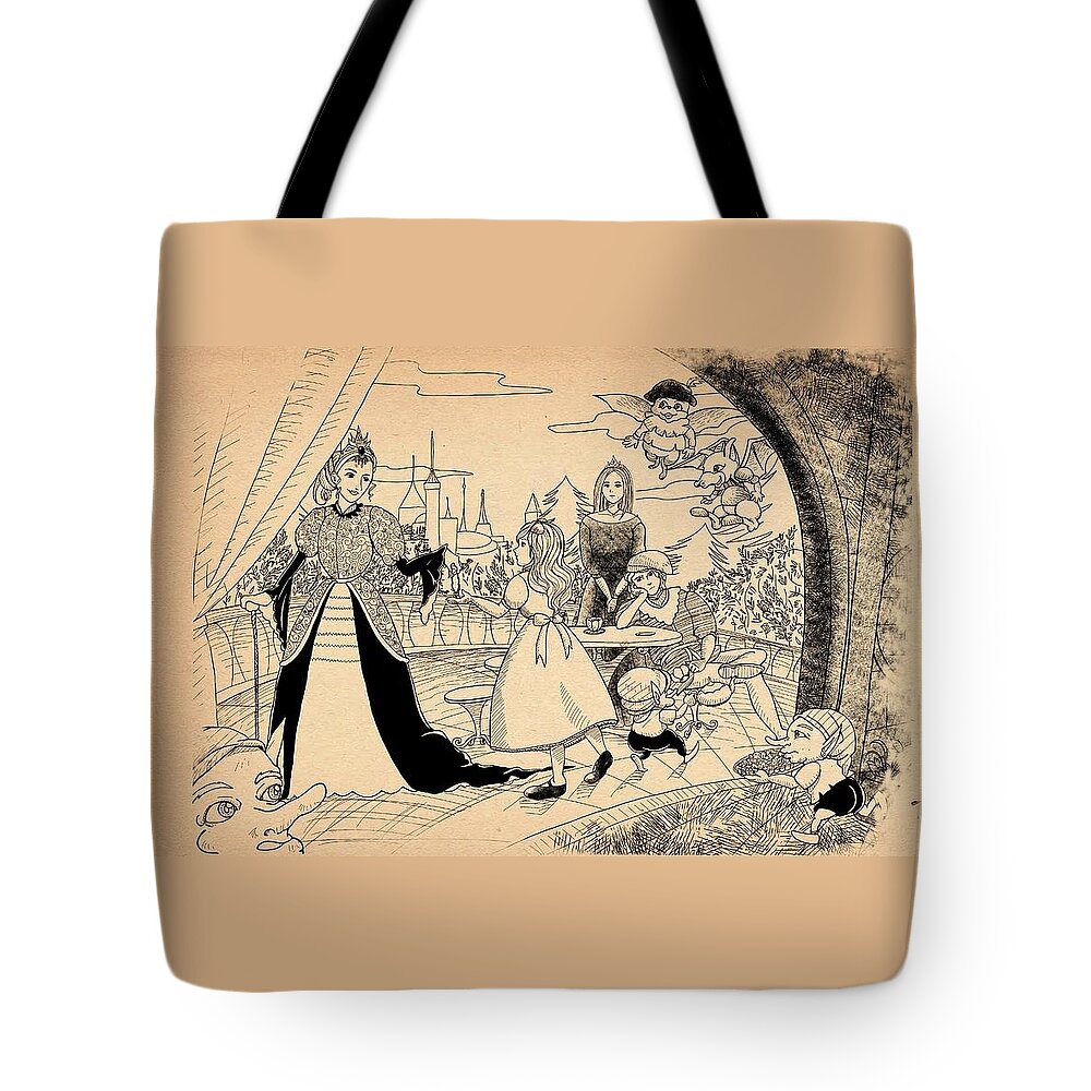 Wurtherington Diary Tote Bag featuring the drawing The Palace Balcony #4 by Reynold Jay