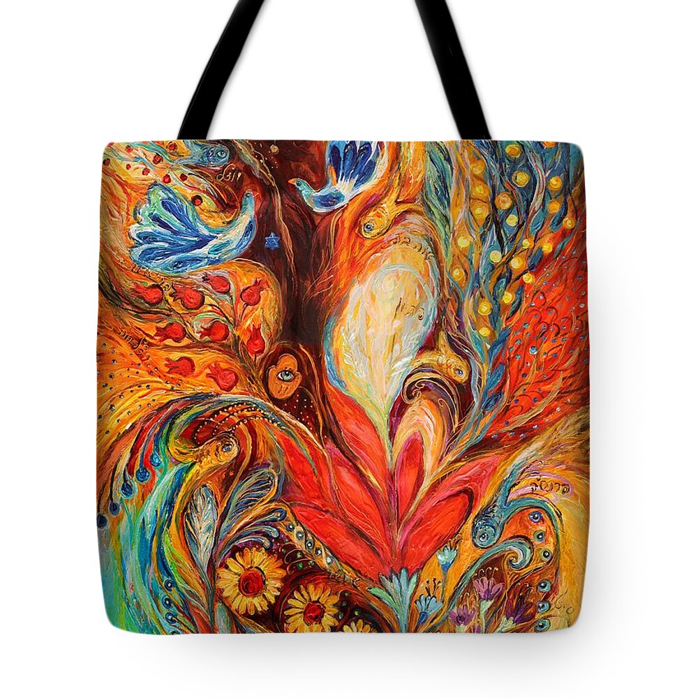 Jewish Art Prints Tote Bag featuring the painting The Tree of Life #4 by Elena Kotliarker