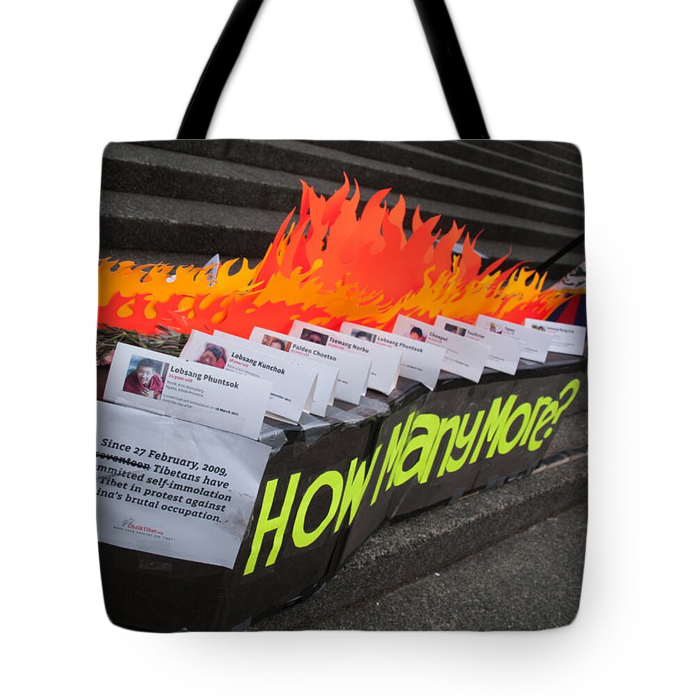 Canada Tote Bag featuring the digital art Tibetan Protest March #2 by Carol Ailles