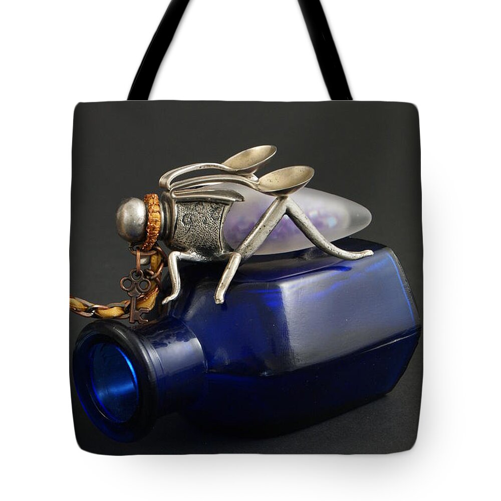 Time Collector Tote Bag featuring the sculpture Time Collector #3 by Judy Henninger