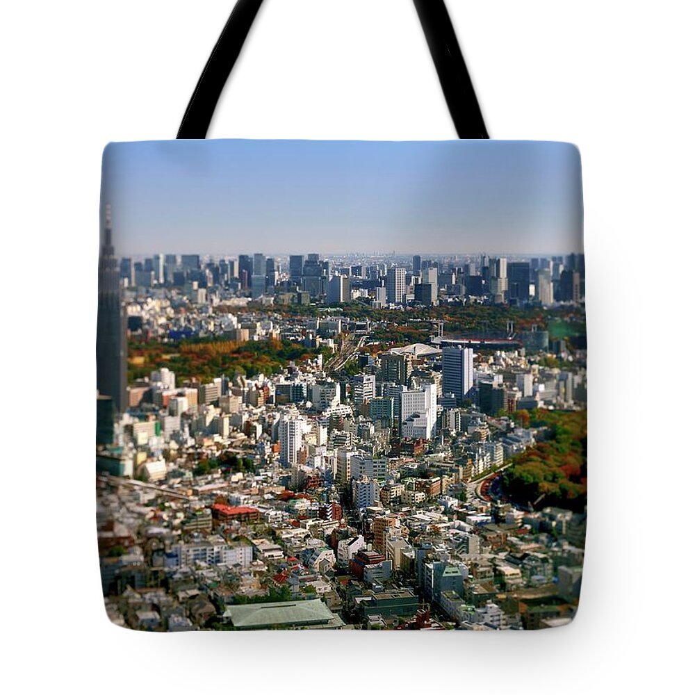 Treetop Tote Bag featuring the photograph Tokyo Cityscape #2 by Vladimir Zakharov