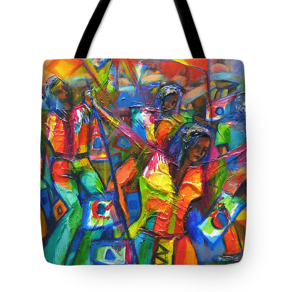 Carnival Tote Bag featuring the painting Trinidad Carnival by Cynthia McLean