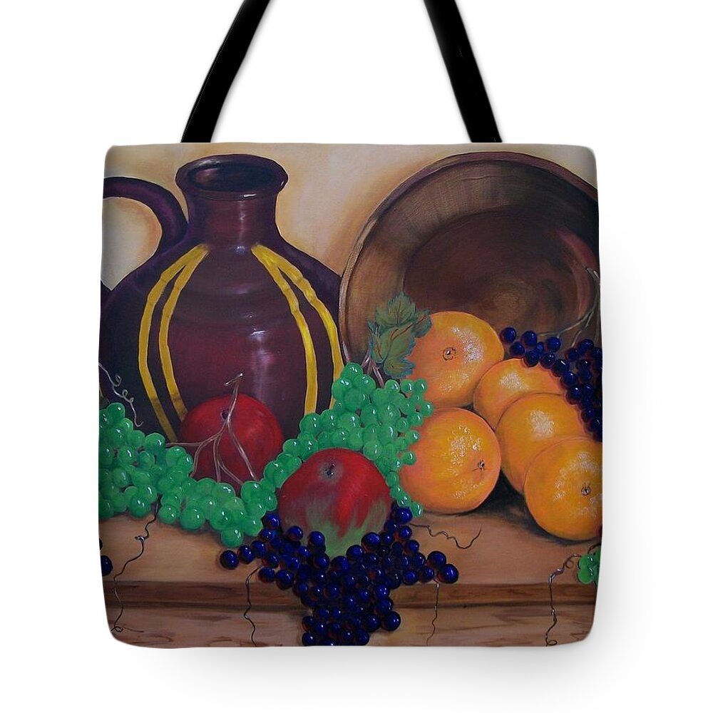 Chocolate Jug Tote Bag featuring the painting Tuscany Treats by Sharon Duguay