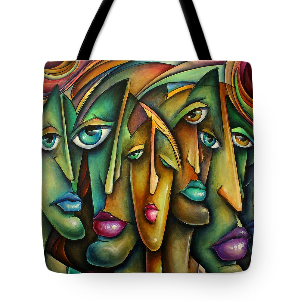 Portrait Tote Bag featuring the painting Untitled 2 by Michael Lang