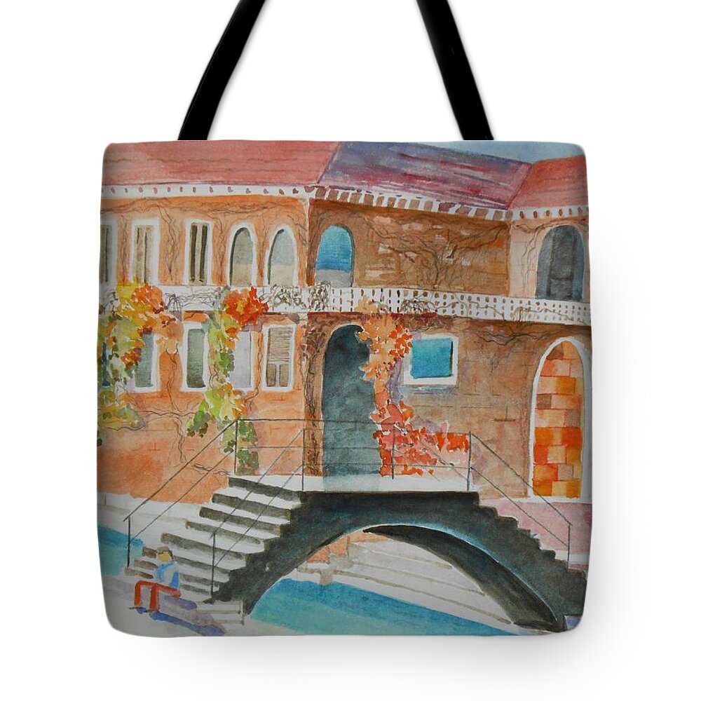 Door Tote Bag featuring the painting Venice #2 by Geeta Yerra