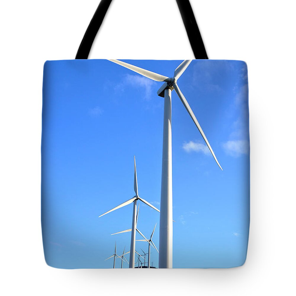 Windmill Tote Bag featuring the photograph Wind Turbine Farm #2 by Olivier Le Queinec