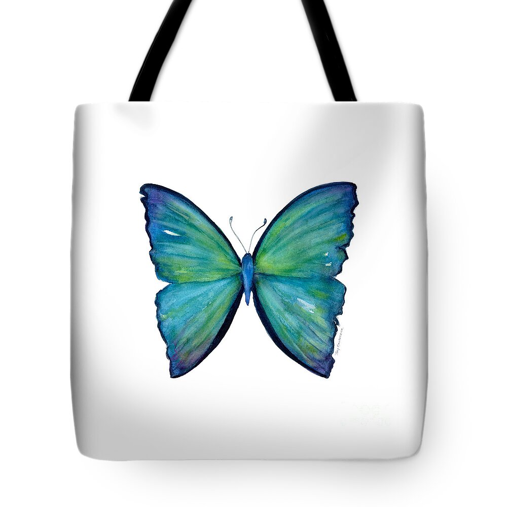 Blue Tote Bag featuring the painting 21 Blue Aega Butterfly by Amy Kirkpatrick