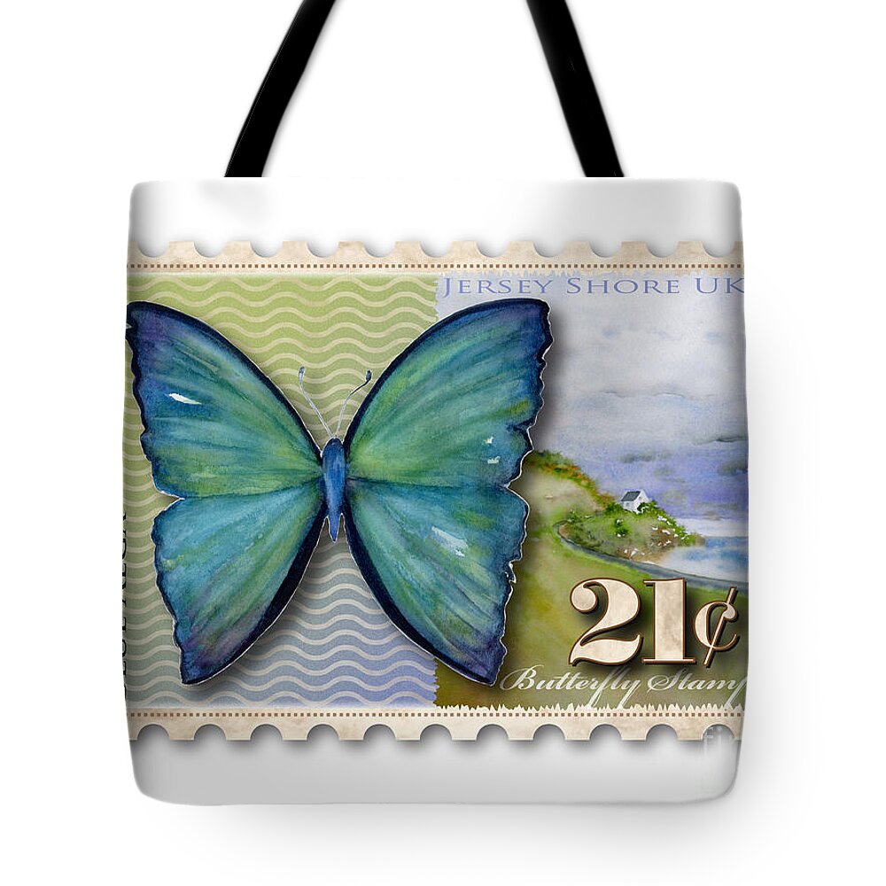 Butterfly Tote Bag featuring the painting 21 Cent Butterfly Stamp by Amy Kirkpatrick