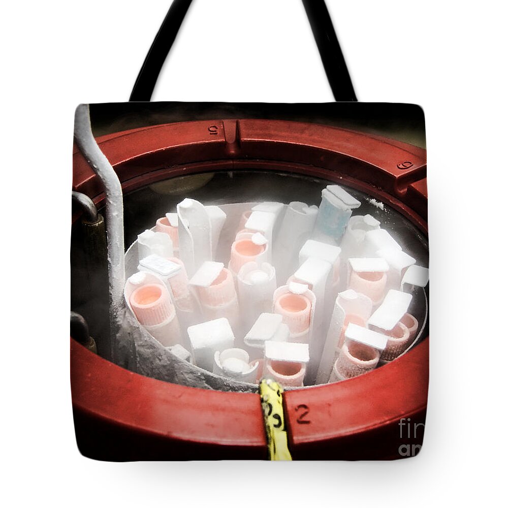 Cold Tote Bag featuring the photograph Laboratory Equipment in Science Research Lab by Science Research Lab By Olivier Le Queinec