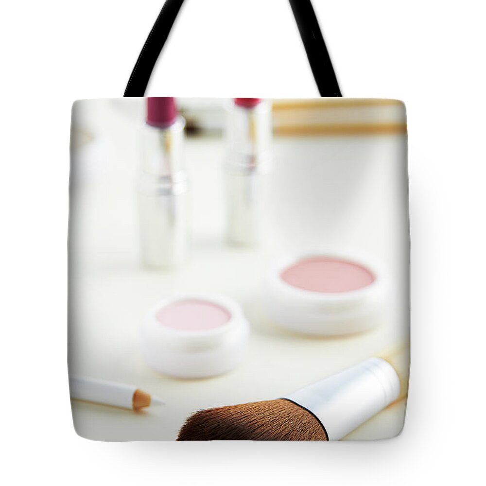 White Background Tote Bag featuring the photograph Still Life Of Beauty Products #24 by Stephen Smith