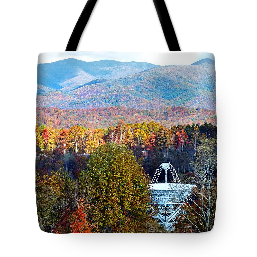 Duane Mccullough Tote Bag featuring the photograph 26 East Antenna and the Blueridge by Duane McCullough