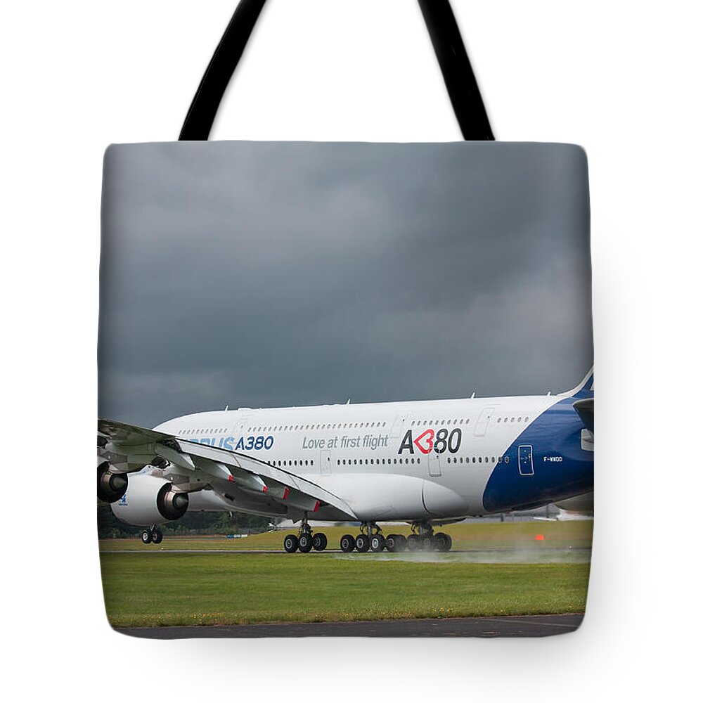 Airbus A380 Tote Bag featuring the photograph Airbus A380 #3 by Shirley Mitchell
