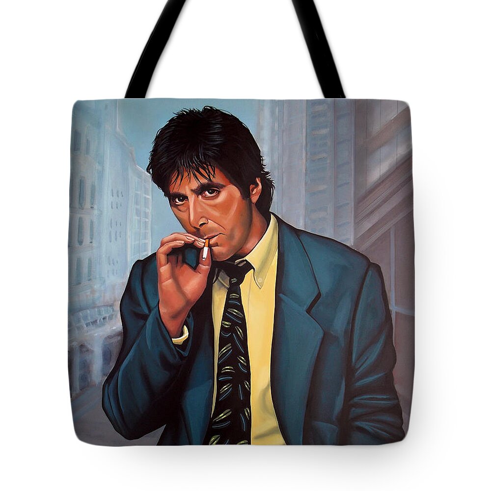 Al Pacino Tote Bag featuring the painting Al Pacino 2 by Paul Meijering