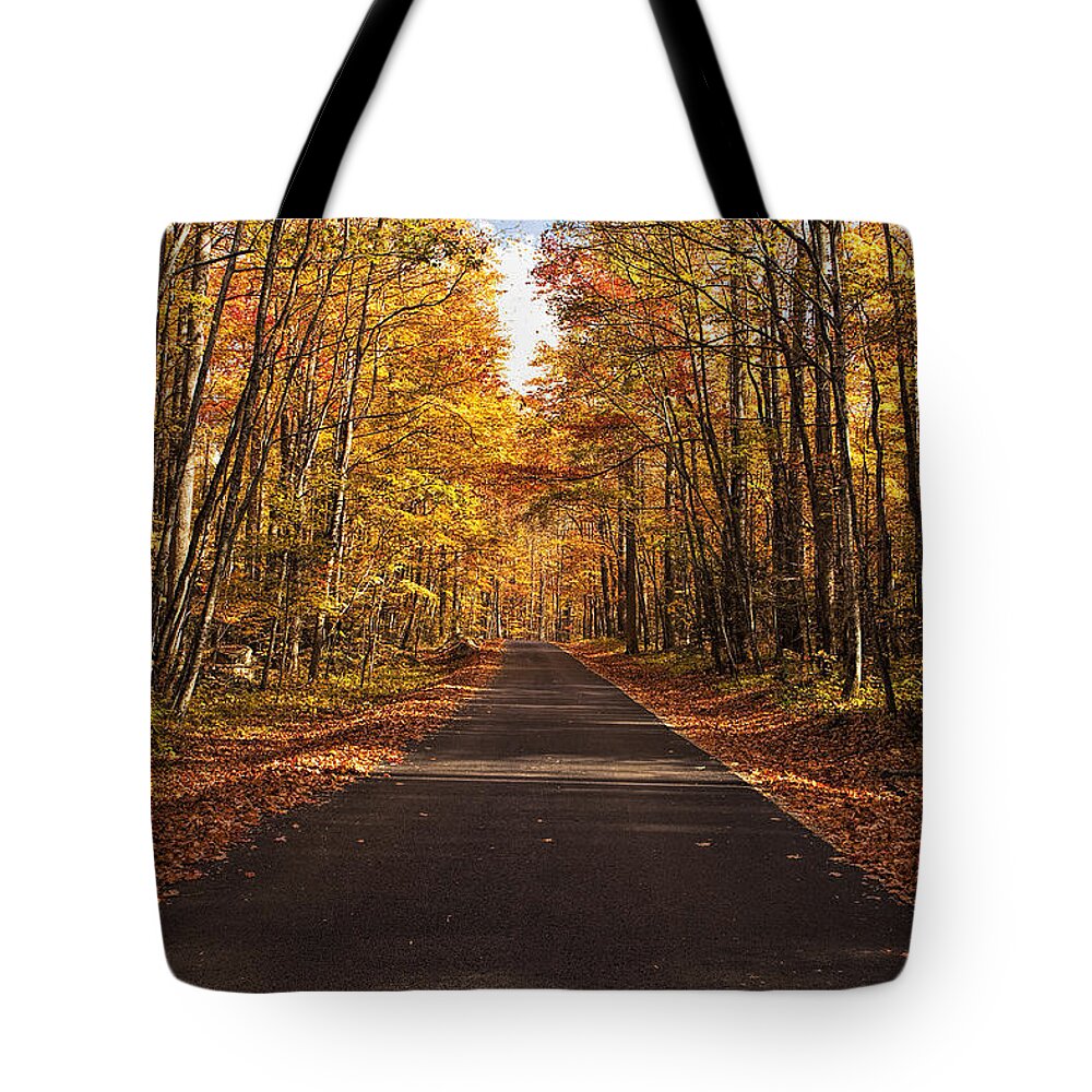 Road Tote Bag featuring the photograph Autumn Drive #3 by Andrew Soundarajan