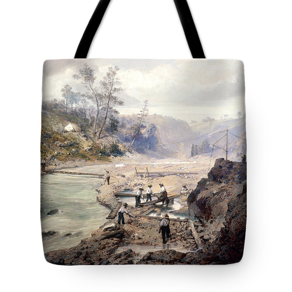 1853 Tote Bag featuring the painting California Gold Rush, 1853 #3 by Granger