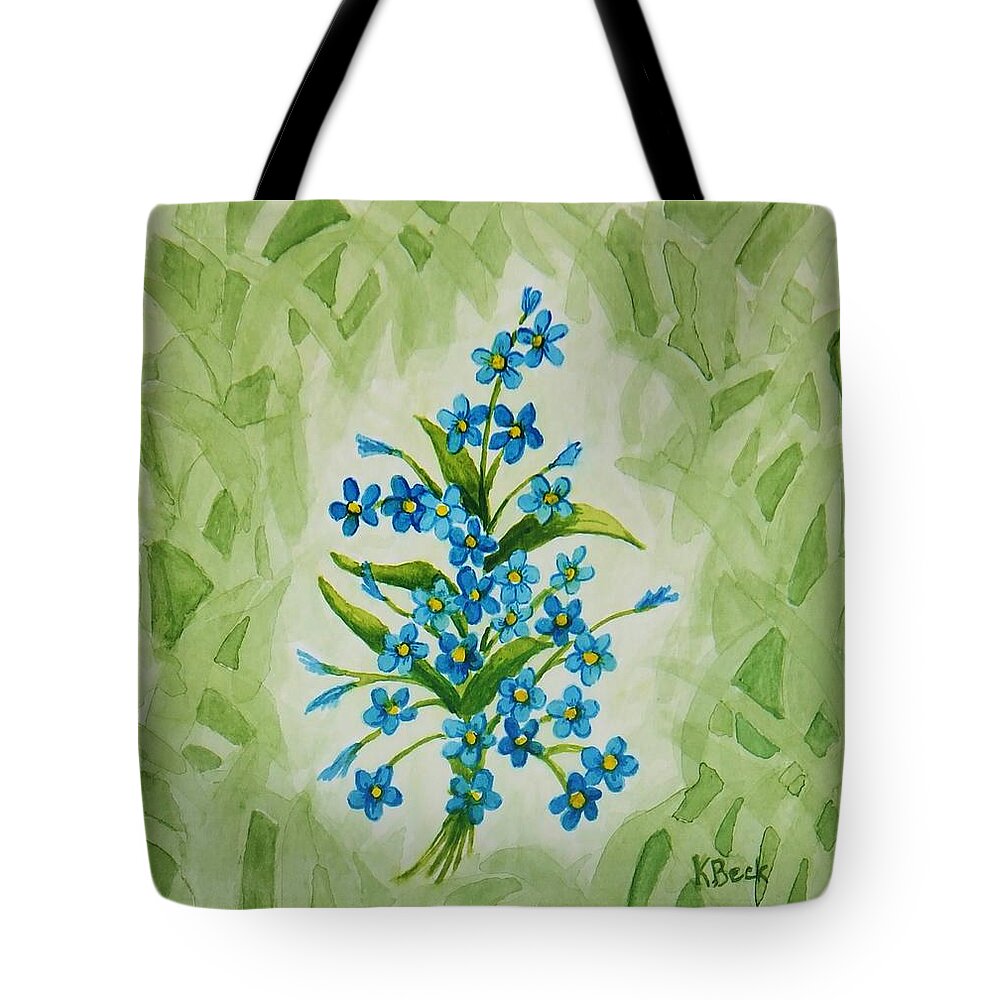 Print Tote Bag featuring the painting For-Get-Me-Nots by Katherine Young-Beck