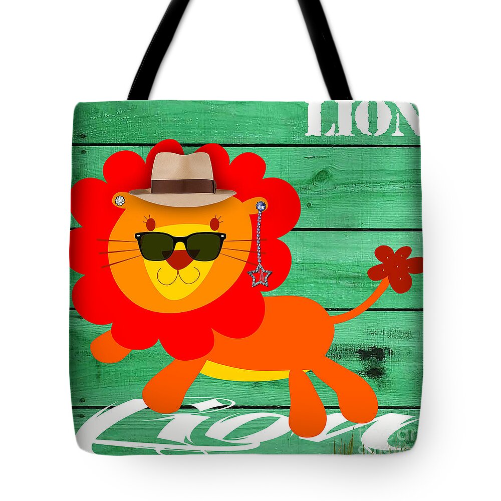 Lion. Lion Art Tote Bag featuring the mixed media Friendly Lion Collection #3 by Marvin Blaine