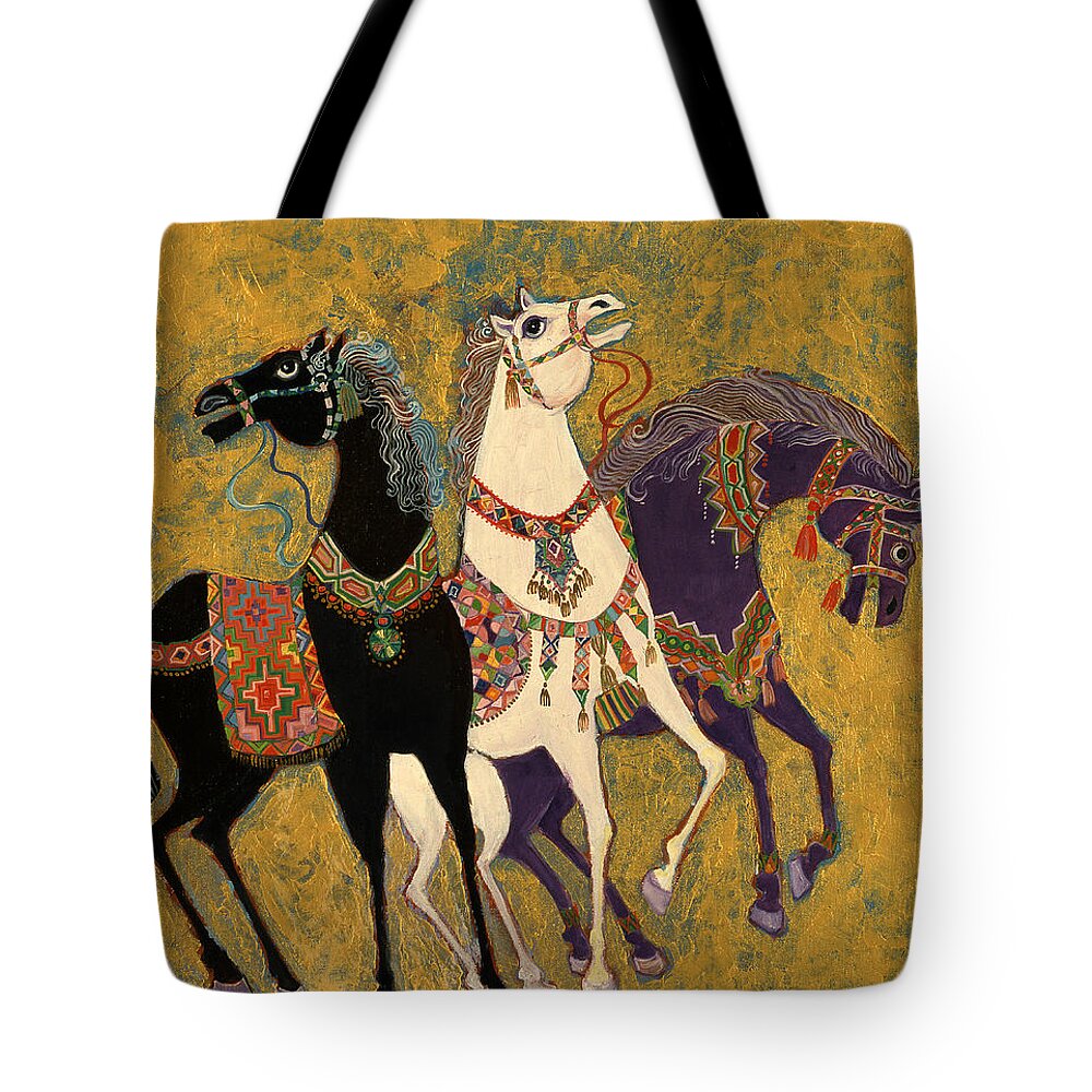 3 Horses Tote Bag for Sale by Laila Shawa