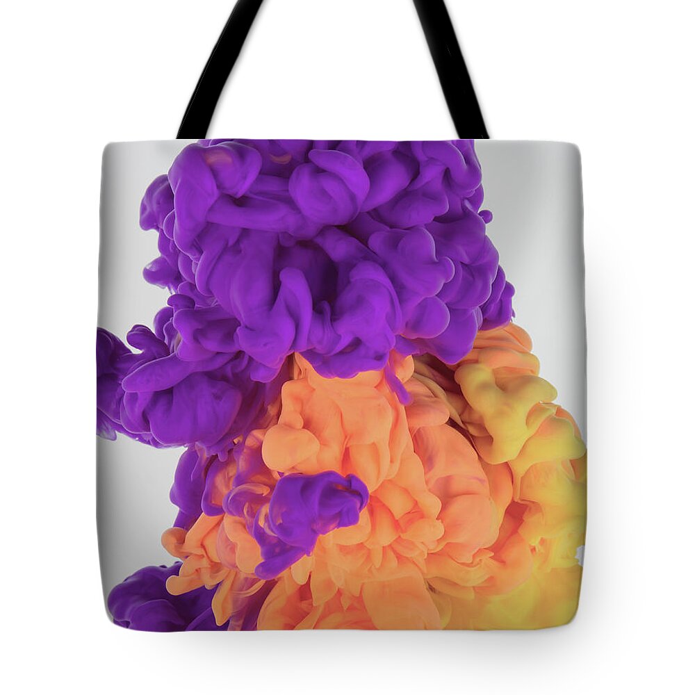 White Background Tote Bag featuring the photograph Ink In Water On White Background #3 by Yagi Studio