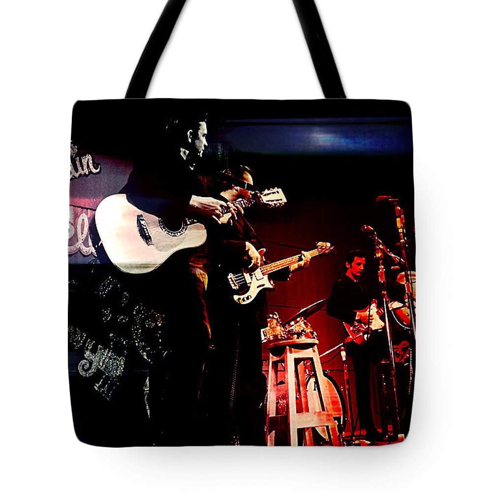 Johnny Cash Paintings Tote Bag featuring the mixed media Johnny Cash #3 by Marvin Blaine