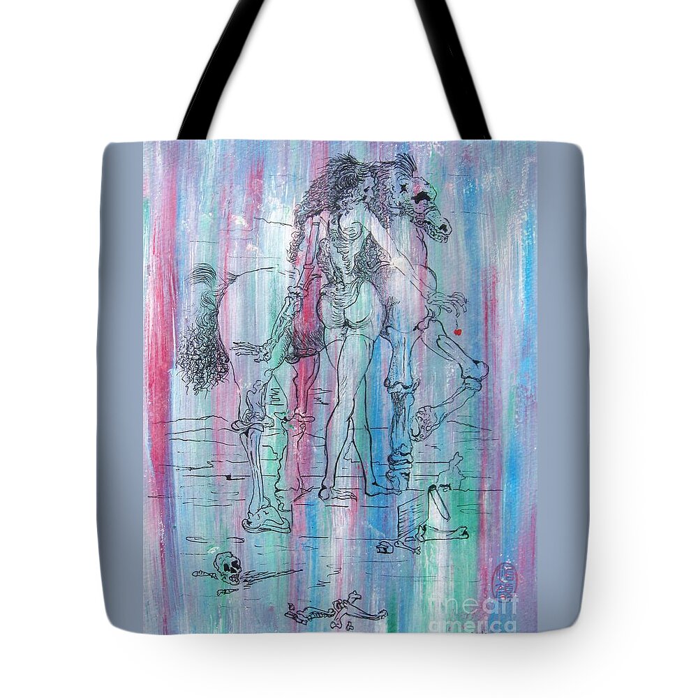 Original Tote Bag featuring the painting Love in the First Quarter Mile by Thea Recuerdo