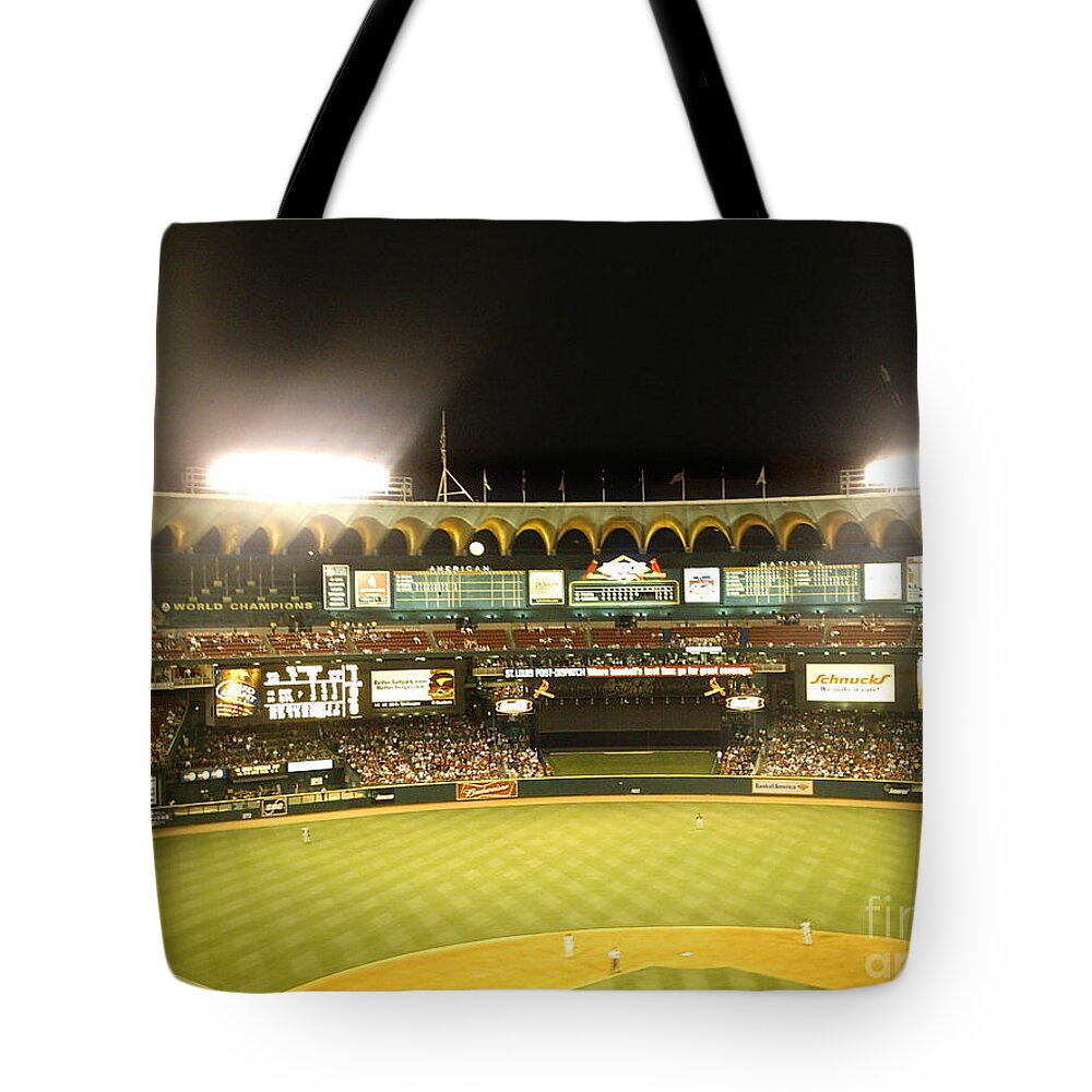 Old Busch Stadium Tote Bag featuring the photograph Moon in the Arches by Kelly Awad