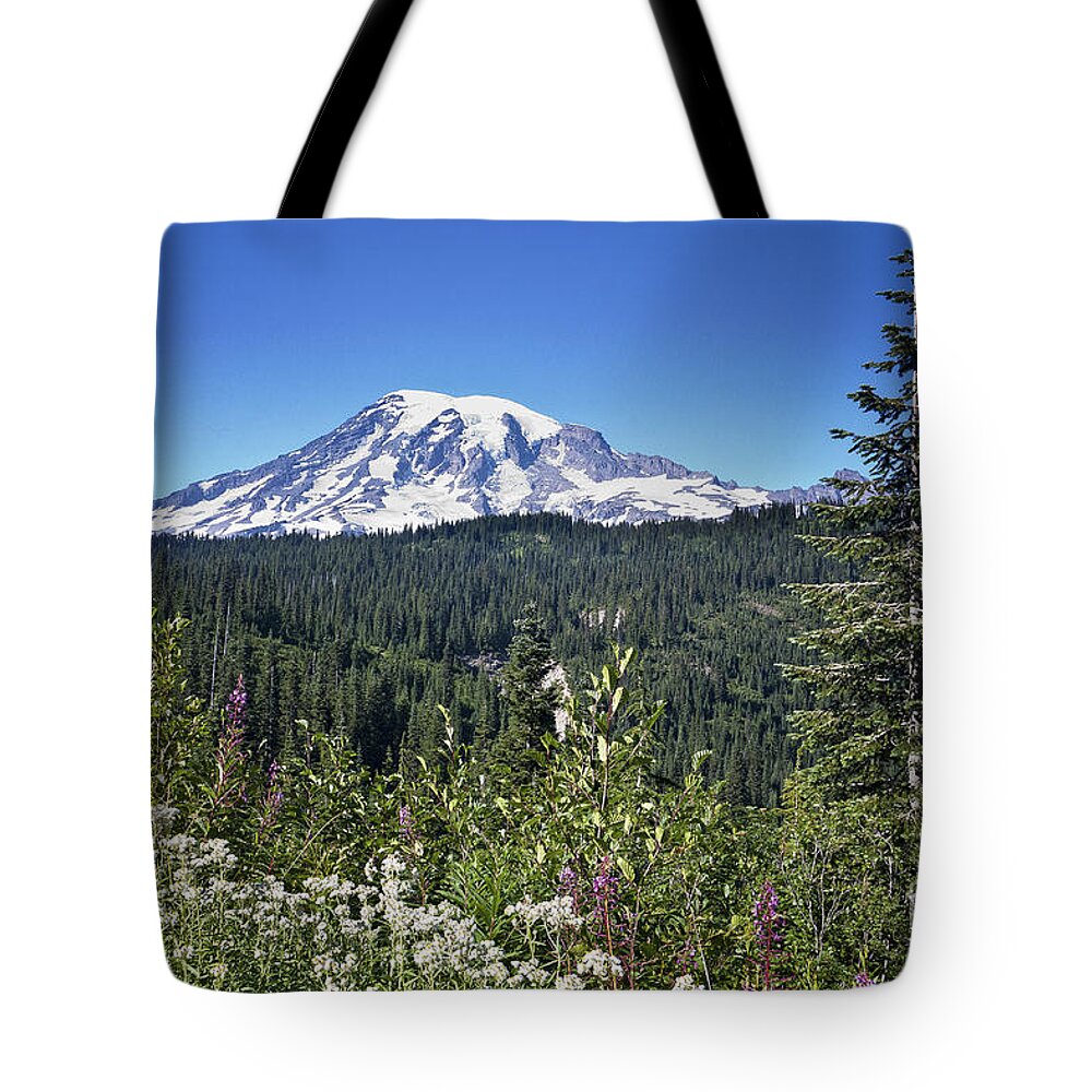 Cascades Mountains Tote Bag featuring the photograph Mount Ranier by Ronald Lutz
