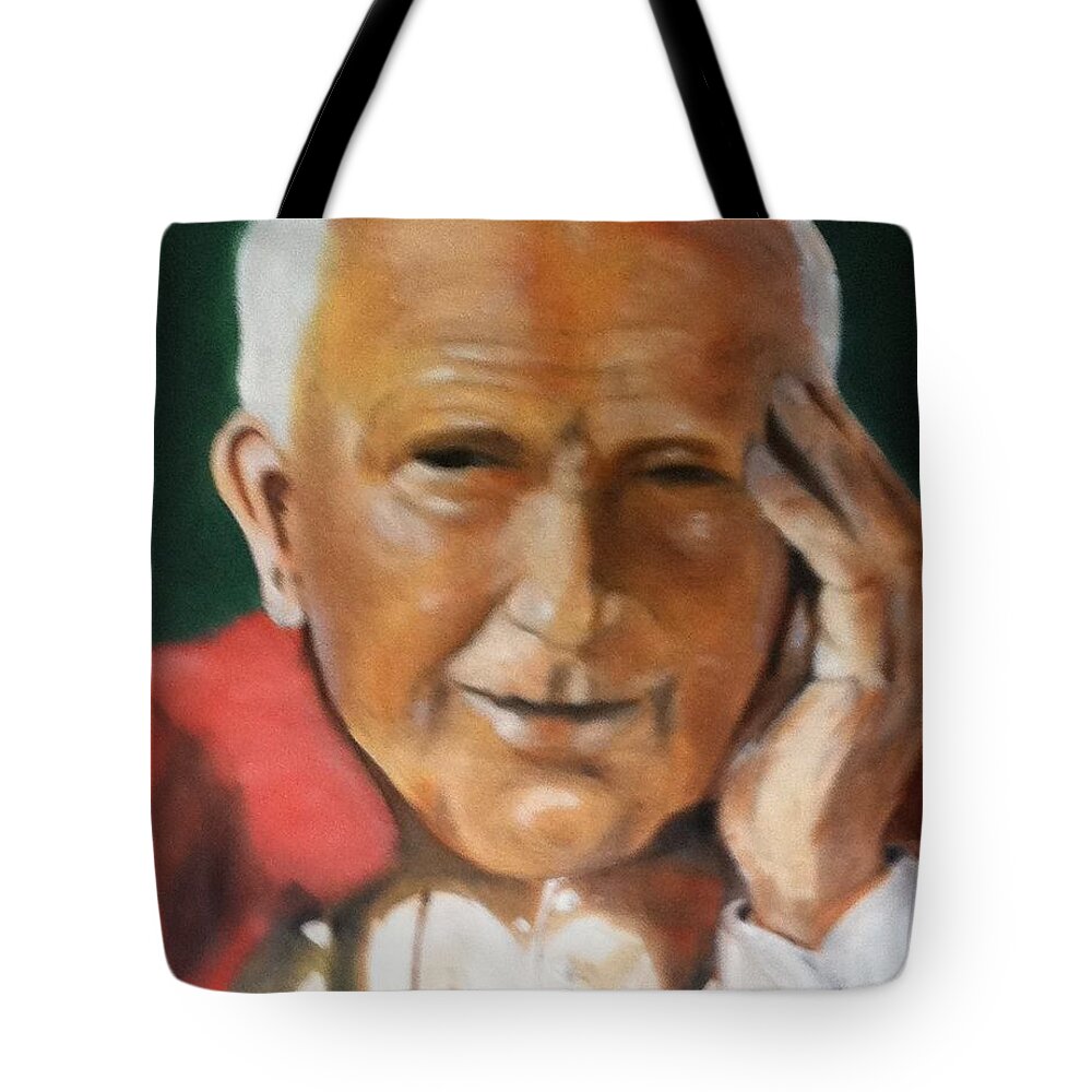Art Tote Bag featuring the painting Pope John Paul II #1 by Ryszard Ludynia