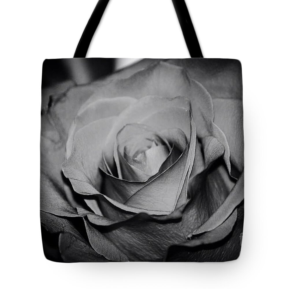 Black And White Rose Tote Bag featuring the photograph Rose by Deena Withycombe