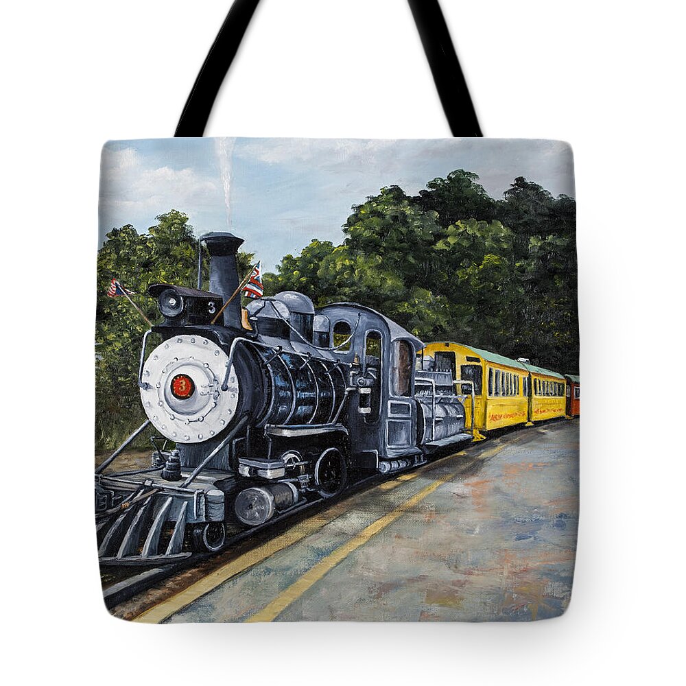 Transportation Tote Bag featuring the painting Sugar Cane Train #2 by Darice Machel McGuire