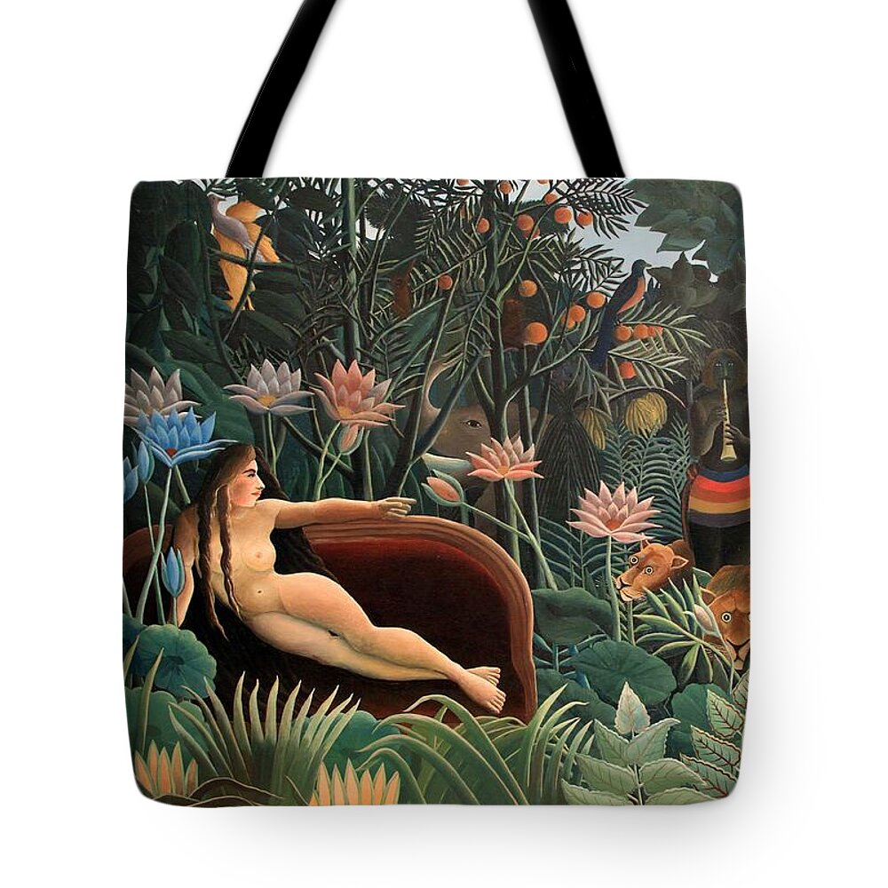 Henri Rousseau Tote Bag featuring the painting The Dream by Henri Rousseau