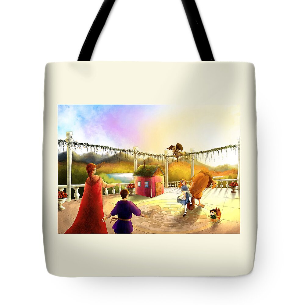 Fantasy Tote Bag featuring the painting The Palace Balcony #2 by Reynold Jay