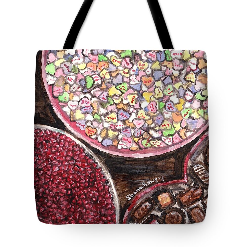 Candy Tote Bag featuring the painting Valentines Day Candy by Shana Rowe Jackson