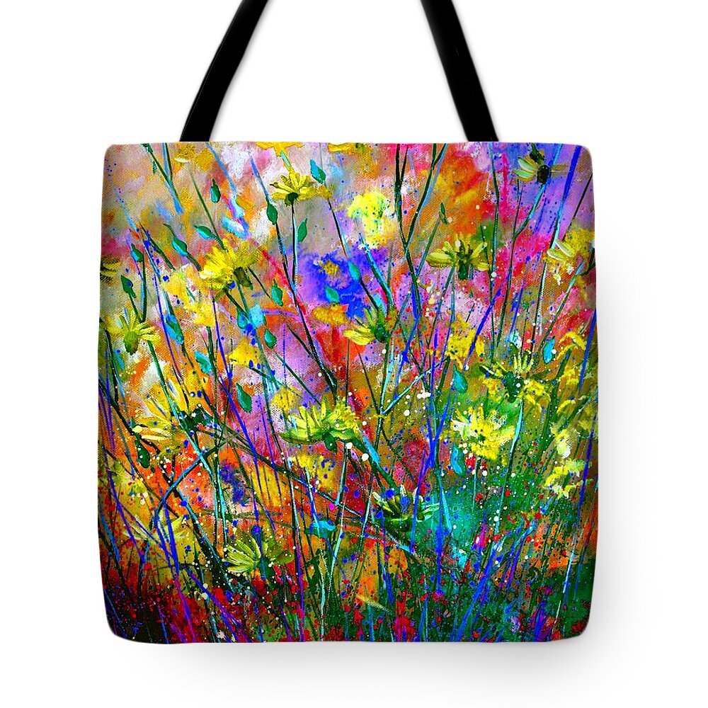 Flowers Tote Bag featuring the painting Wild Flowers by Pol Ledent