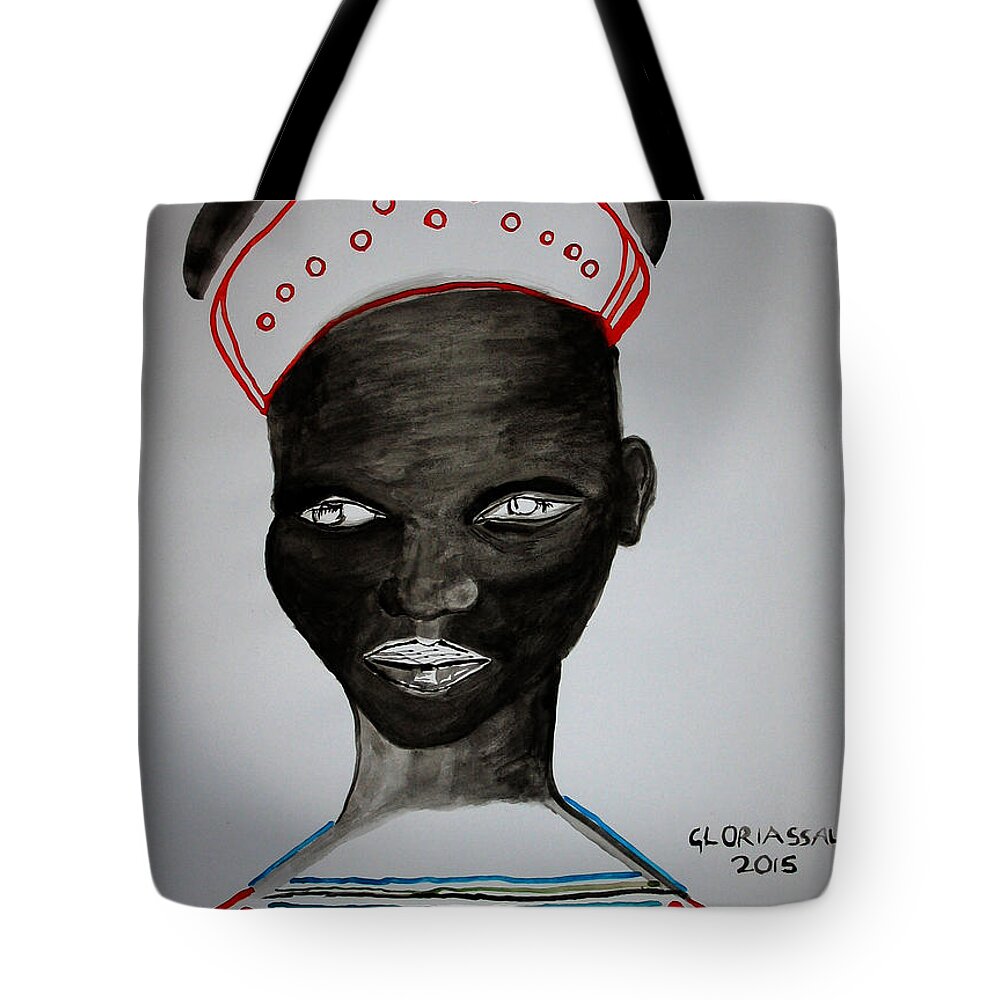 Jesus Tote Bag featuring the painting Dinka Bride - South Sudan #32 by Gloria Ssali
