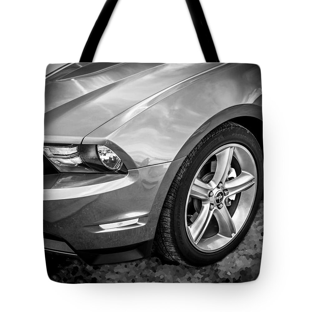 2010 Ford Mustang Tote Bag featuring the photograph 2010 Ford Mustang Convertible BW #4 by Rich Franco