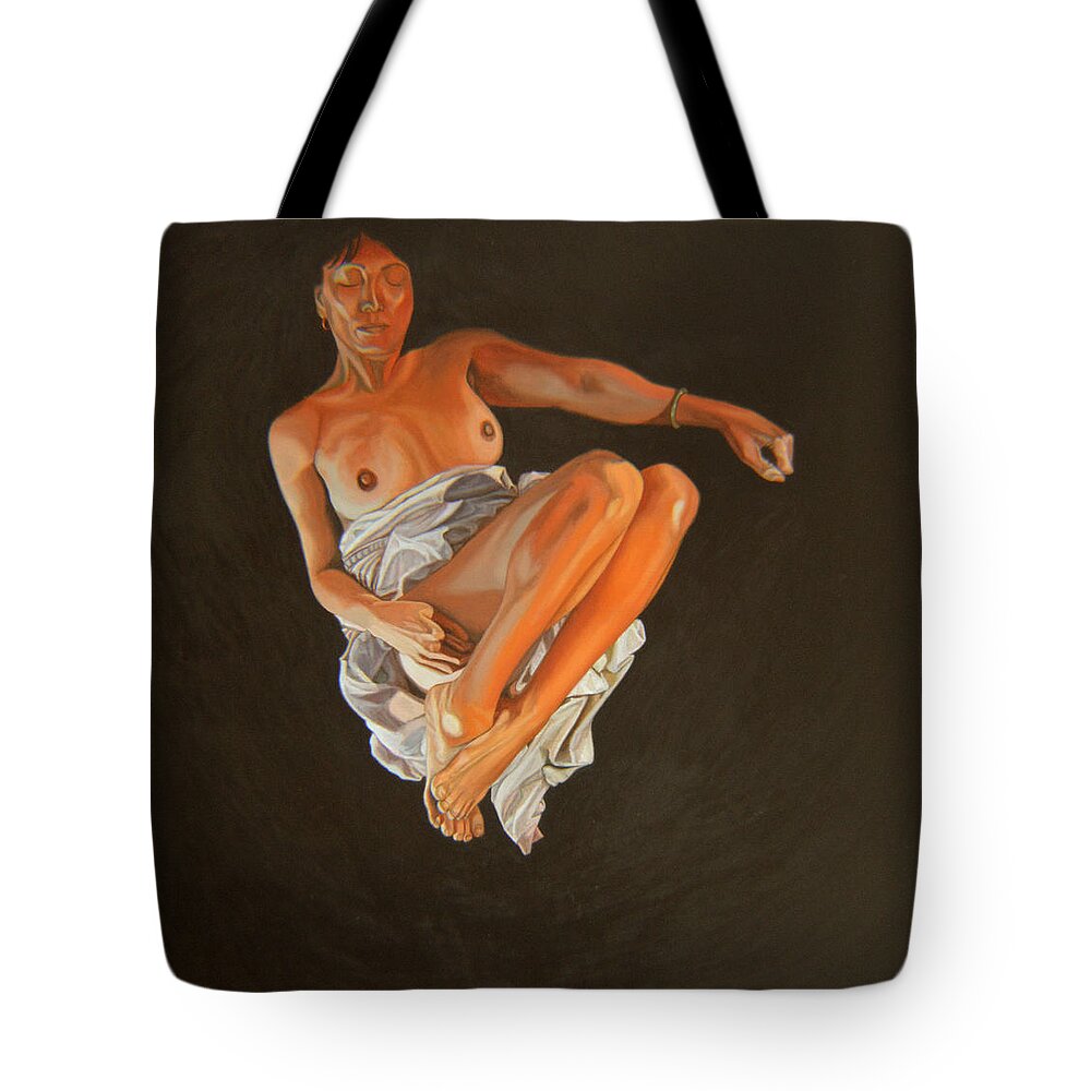 Semi-nude Tote Bag featuring the painting 4 30 Am by Thu Nguyen