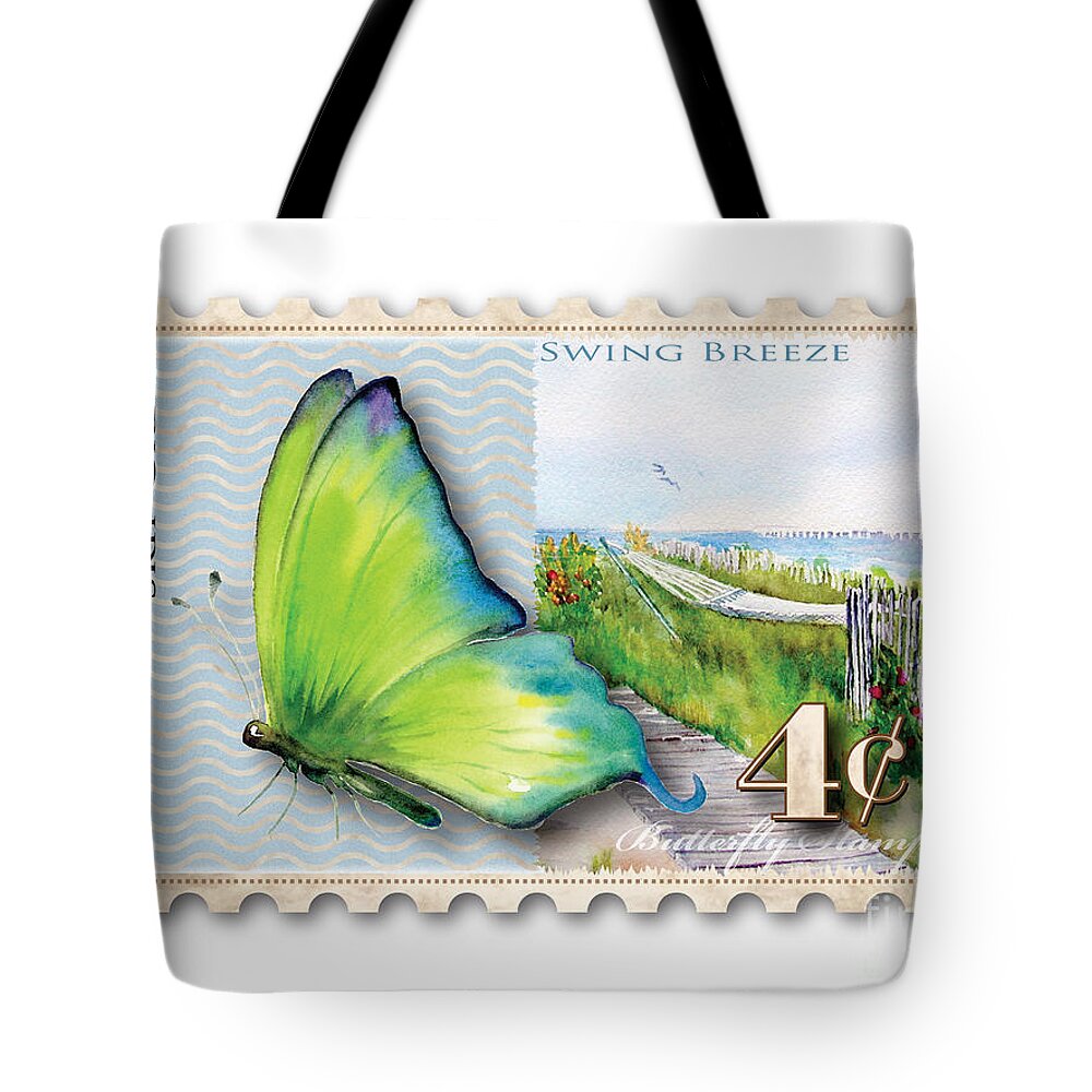 Butterfly Tote Bag featuring the painting 4 Cent Butterfly Stamp by Amy Kirkpatrick