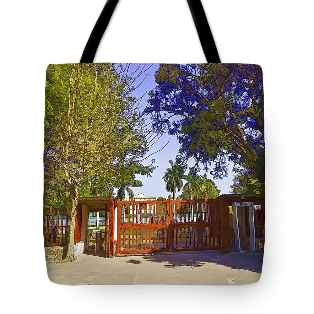 Action Tote Bag featuring the digital art Entrance gate of Humayuns tomb in Delhi #4 by Ashish Agarwal
