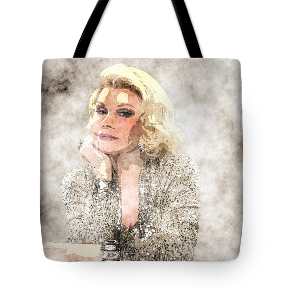 Joan Rivers Portrait Tote Bag featuring the painting Joan Rivers Portrait by MotionAge Designs