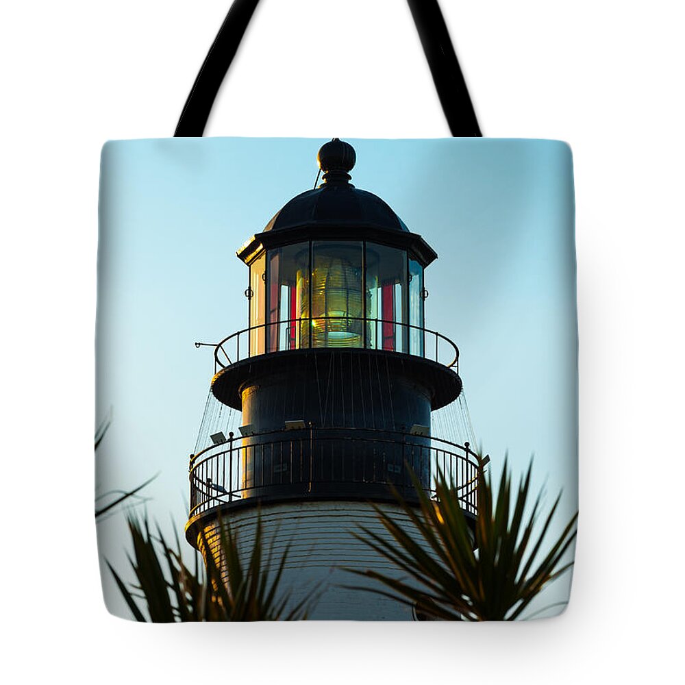 Aid To Navigation Tote Bag featuring the photograph Key West Lighthouse #4 by Ed Gleichman