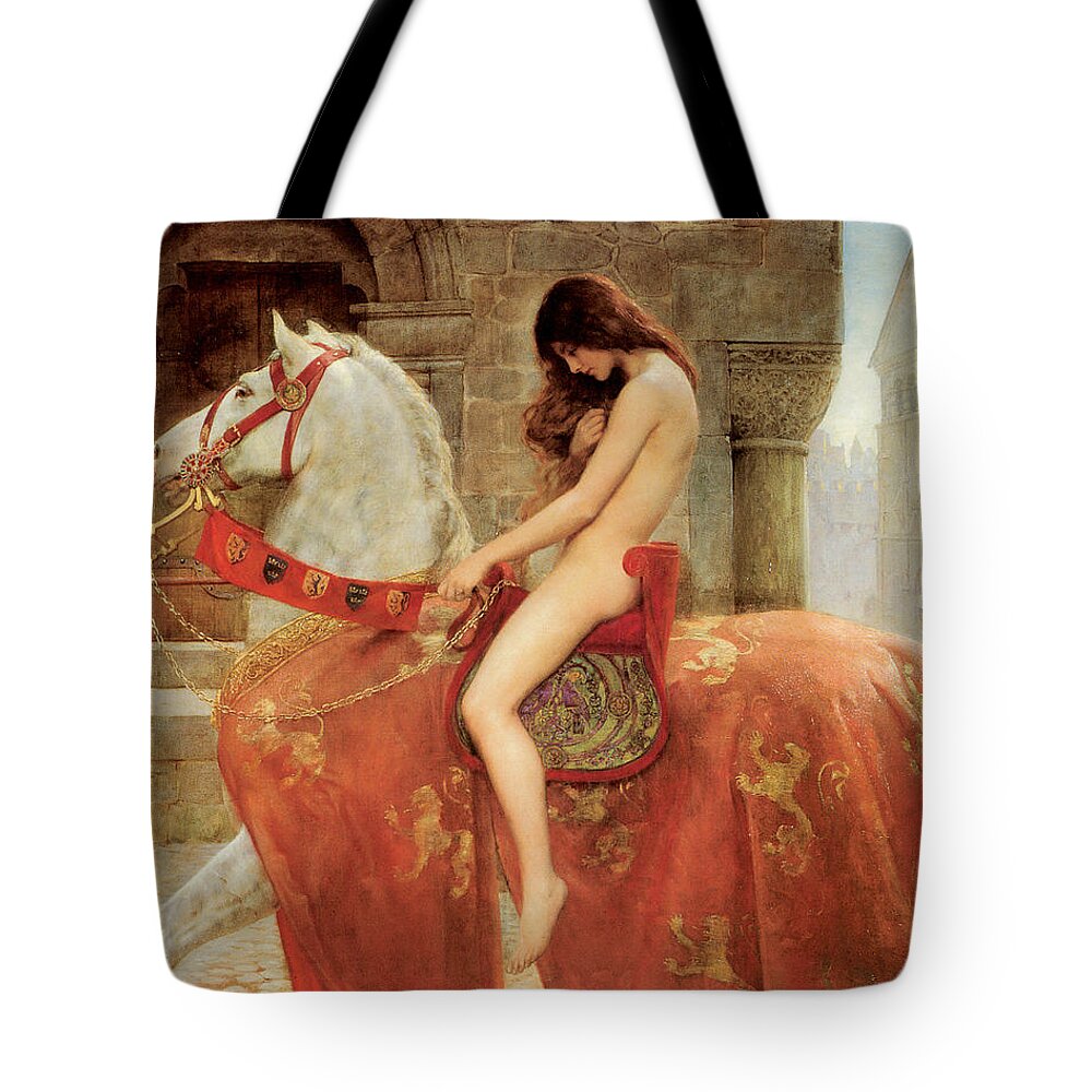 Lady Godiva Tote Bag featuring the painting Lady Godiva by John Collier
