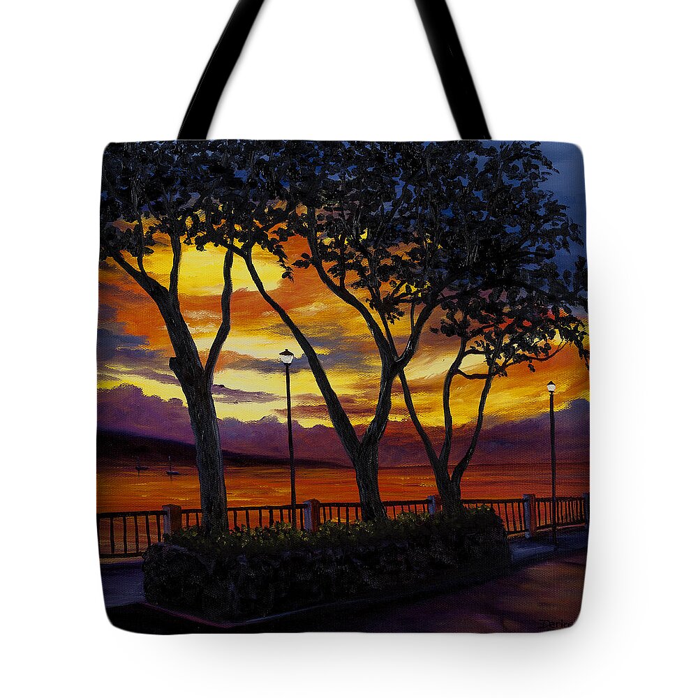 Seascape Tote Bag featuring the painting Lahaina Sunset by Darice Machel McGuire