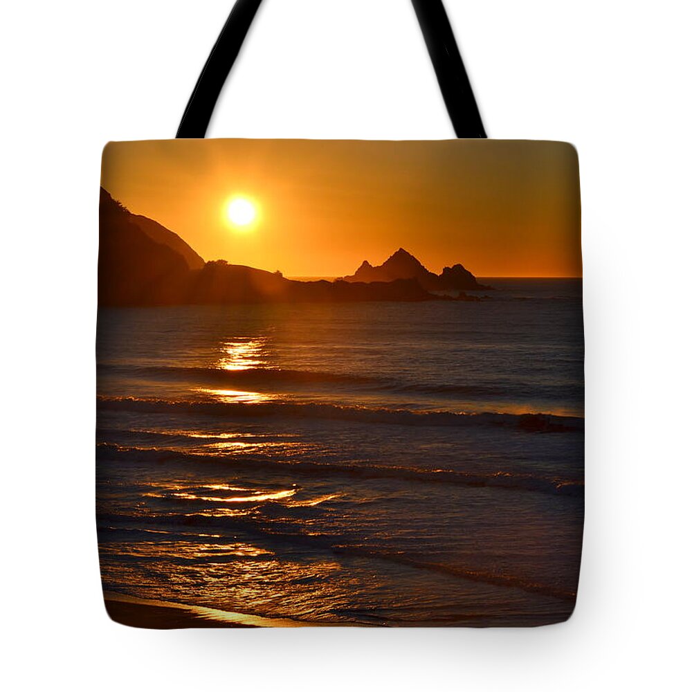 Pacifica Tote Bag featuring the photograph Linda Mar Beach at Sunset #4 by Dean Ferreira