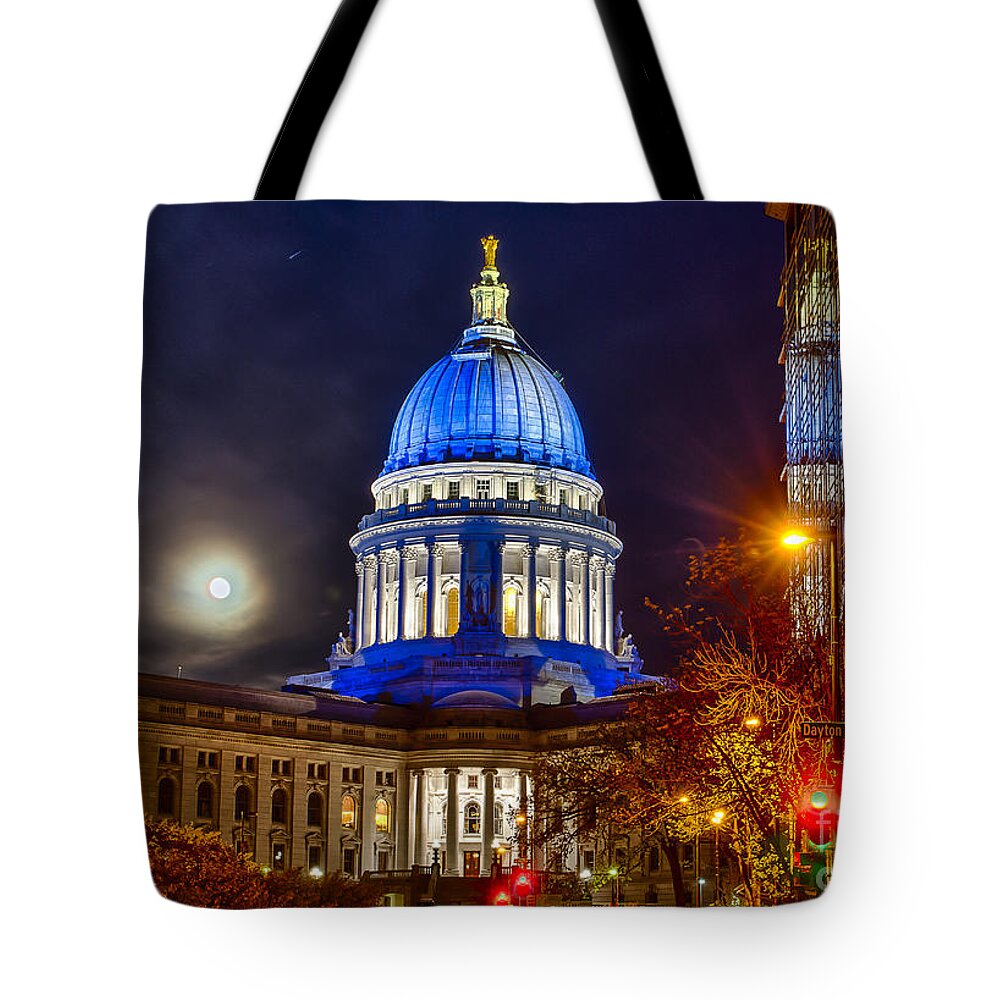 Blue Tote Bag featuring the photograph Madison Capitol by Steven Ralser